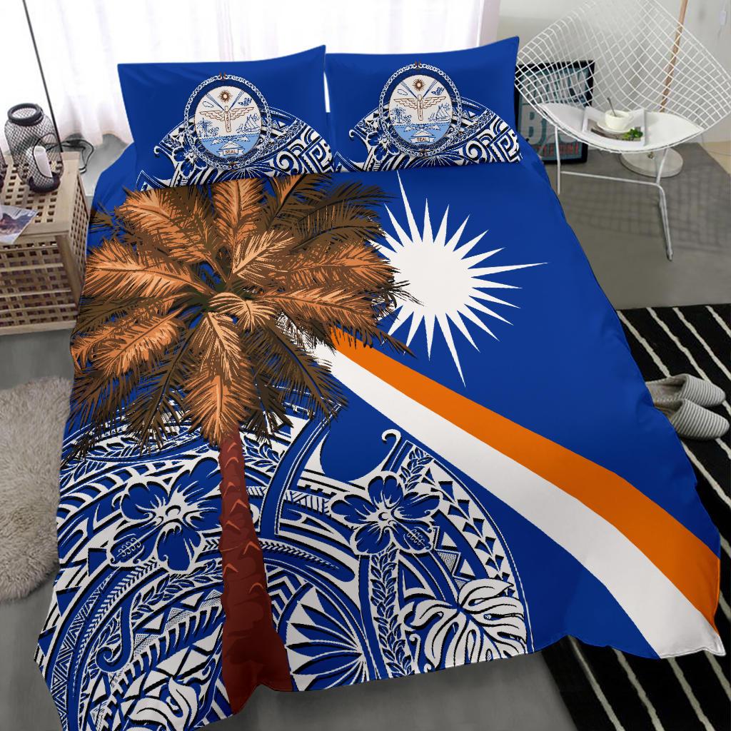 Polynesian Bedding Set - Marshall Islands Duvet Cover Set Palm Tree Blue - Polynesian Pride