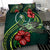 Polynesian Bedding Set - Chuuk Micronesia Duvet Cover Set Green Turtle Hibiscus - Polynesian Pride