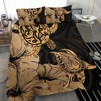 Hawaii Turtle Bedding Set Polynesian Hibiscus Art Gold AH - Polynesian Pride
