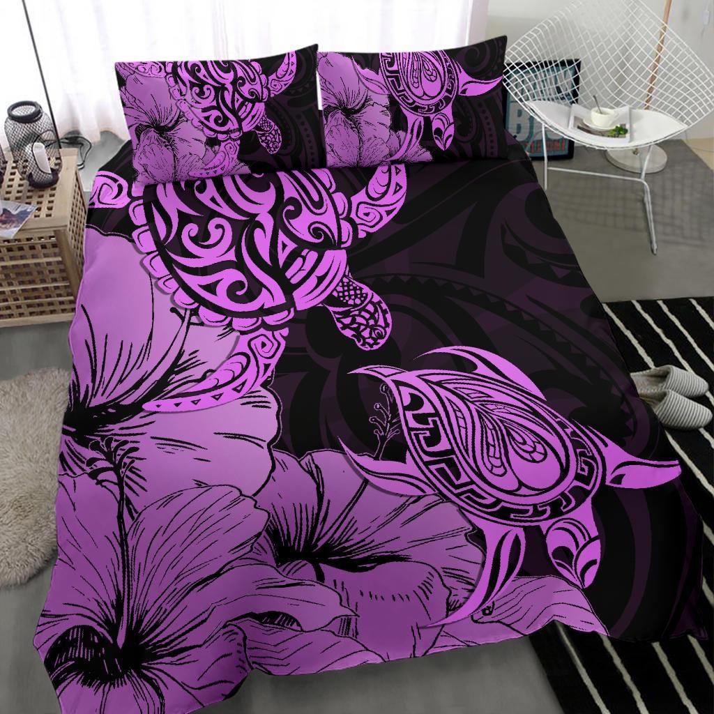 Hawaii Turtle Bedding Set Polynesian Hibiscus Art Pink AH - Polynesian Pride