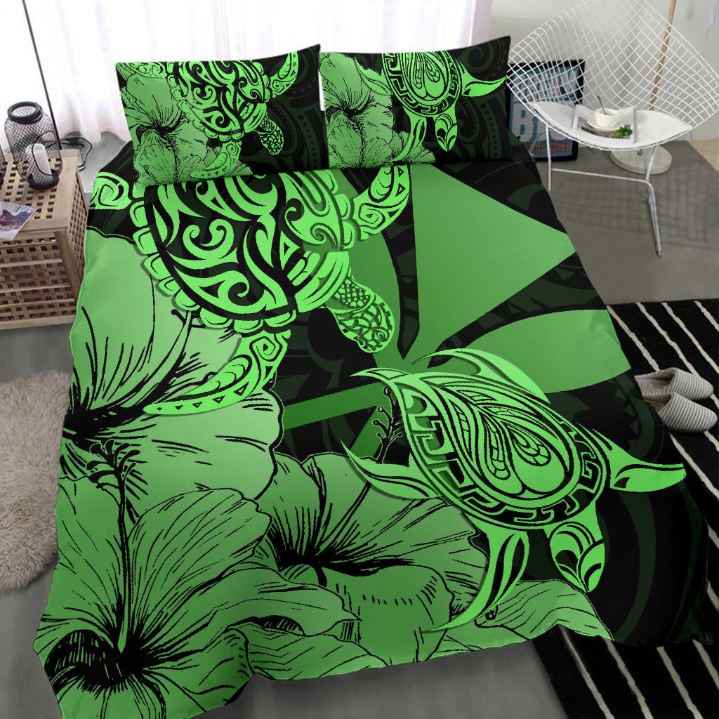 Hawaii Turtle Bedding Set Polynesian Hibiscus Art Ver 2.0 Green AH - Polynesian Pride