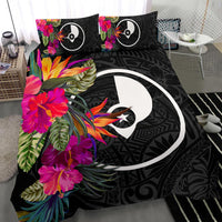 Yap Bedding Set - Polynesian Hibiscus Pattern Black - Polynesian Pride
