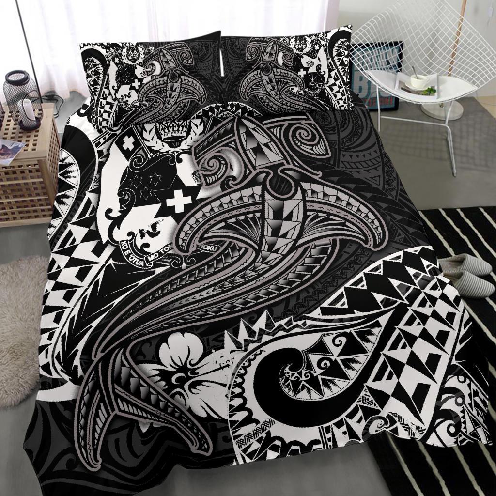 Tonga Bedding Set - White Shark Polynesian Tattoo - Polynesian Pride