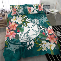 Wallis And Futuna Polynesian Bedding Set - Turtle with Plumeria - Polynesian Pride