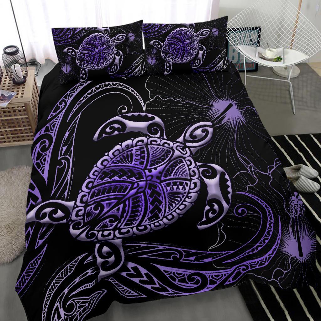 Polynesian Bedding Set Turtle Mix Hibiscus - Purple - Polynesian Pride