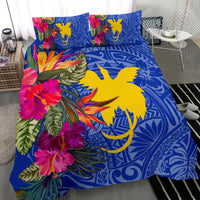Papua New Guinea Bedding Set - Hibiscus Polynesian Pattern Blue Version - Polynesian Pride