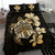 Hawaiian Kanaka Hibiscus Plumeria Mix Polynesian Turtle Bedding Set Gold AH - Polynesian Pride