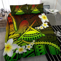 American Samoa Bedding Set - Seal Of American Samoa With Plumeria Flowers - Polynesian Pride