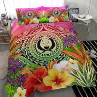 Pohnpei Polynesian Bedding Set - Manta Ray Tropical Flowers - Polynesian Pride