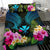 Polynesian Bedding Set - Hawaii Duvet Cover Blue Kanaka Maoli Hibiscus Plumeria Coconut - Polynesian Pride