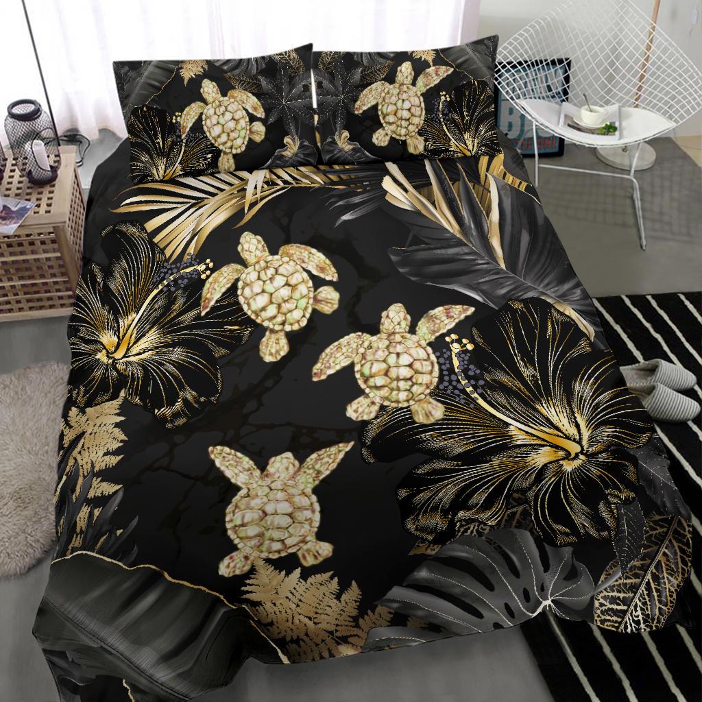 Hawaii Bedding Set - Golden Tropical Turtle Bedding Set AH - Polynesian Pride