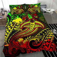 Papua New Guinea Bedding Set - Reggae Shark Polynesian Tattoo - Polynesian Pride