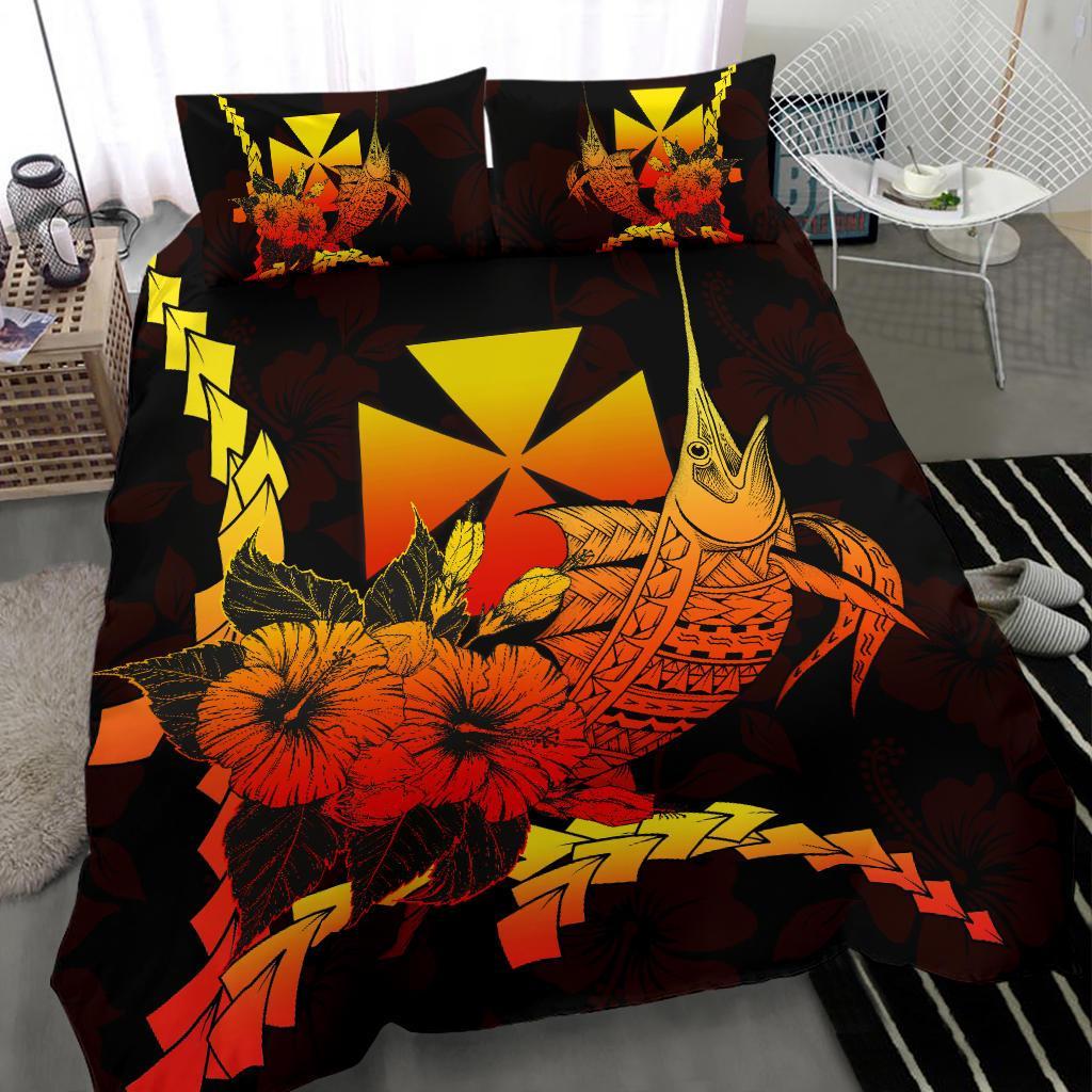 Wallis And Futuna Polynesian Bedding Set - Swordfish With Hibiscus - Polynesian Pride