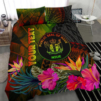 Niue Polynesian Personalised Bedding Set - Hibiscus and Banana Leaves - Polynesian Pride