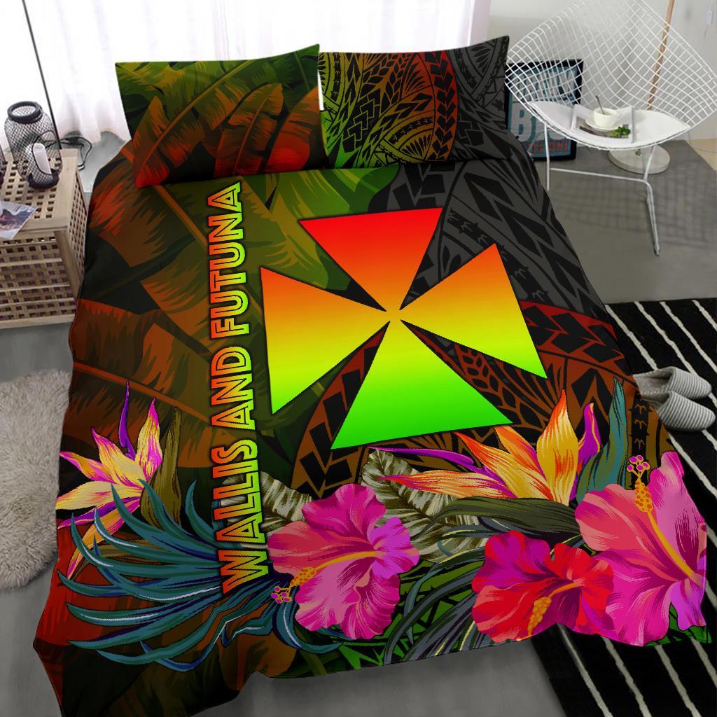 Wallis and Futuna Polynesian Bedding Set - Hibiscus and Banana Leaves - Polynesian Pride