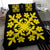 Hawaiian Bedding Set Royal Pattern - Black And Yellow - C2 Style - Polynesian Pride