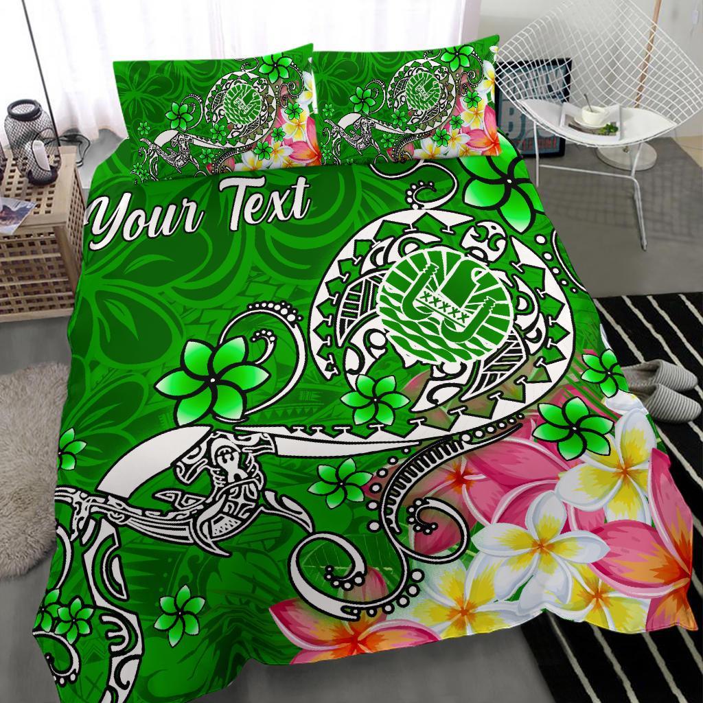 Tahiti Custom Personalised Bedding Set - Turtle Plumeria (Green) Green - Polynesian Pride