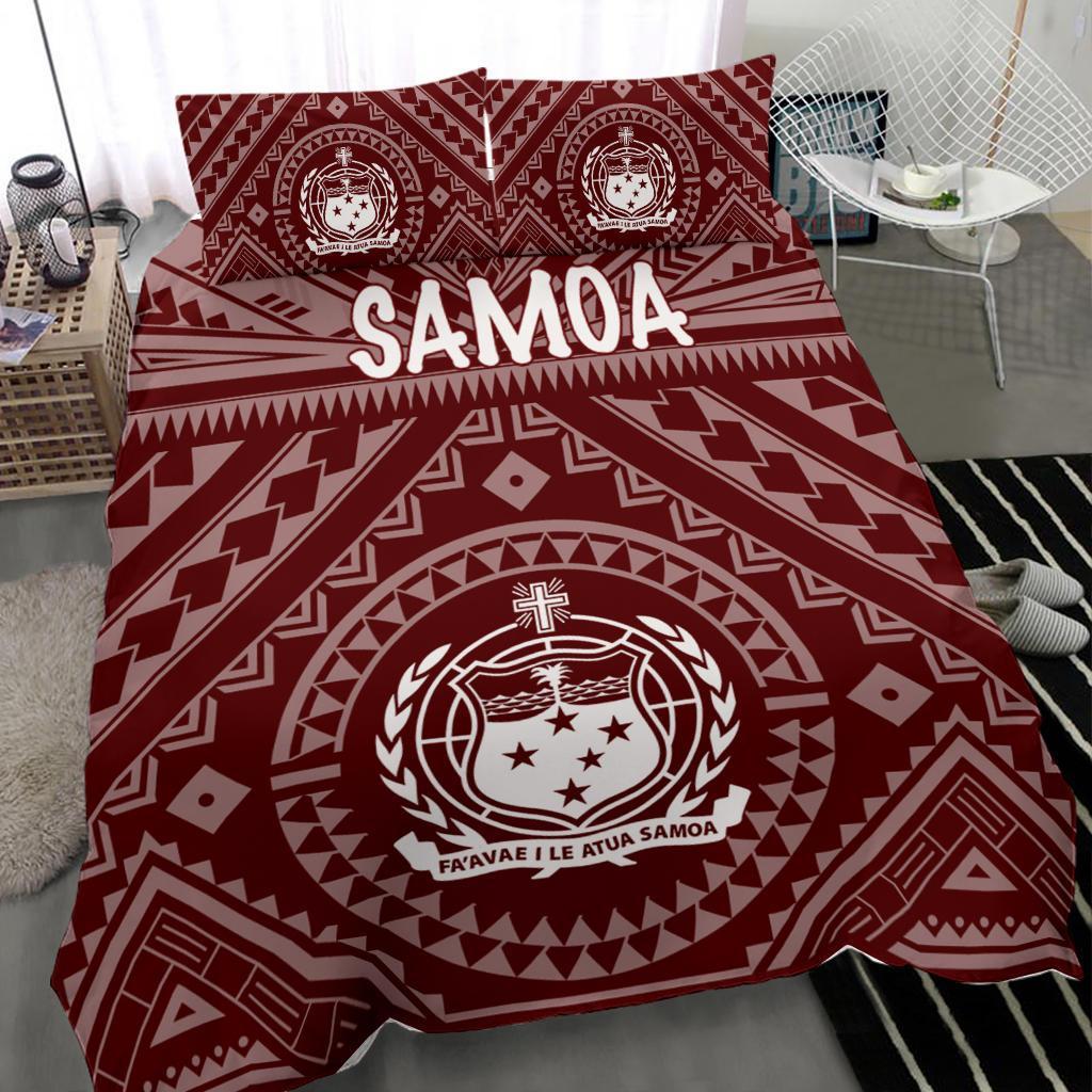 Samoa Bedding Set - Samoa Seal In Polynesian Tattoo Style (Red) - Polynesian Pride