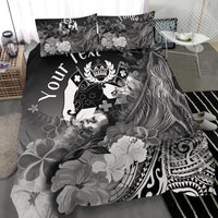 Tonga Custom Personalised Bedding Set - Humpback Whale with Tropical Flowers (White) - Polynesian Pride