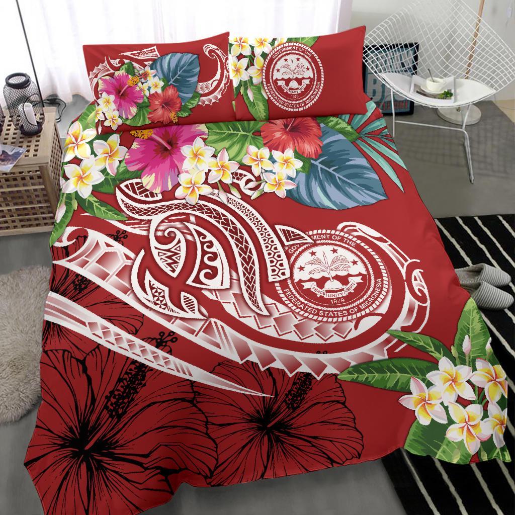 FSM Polynesian Bedding Set - Summer Plumeria (Red) - Polynesian Pride