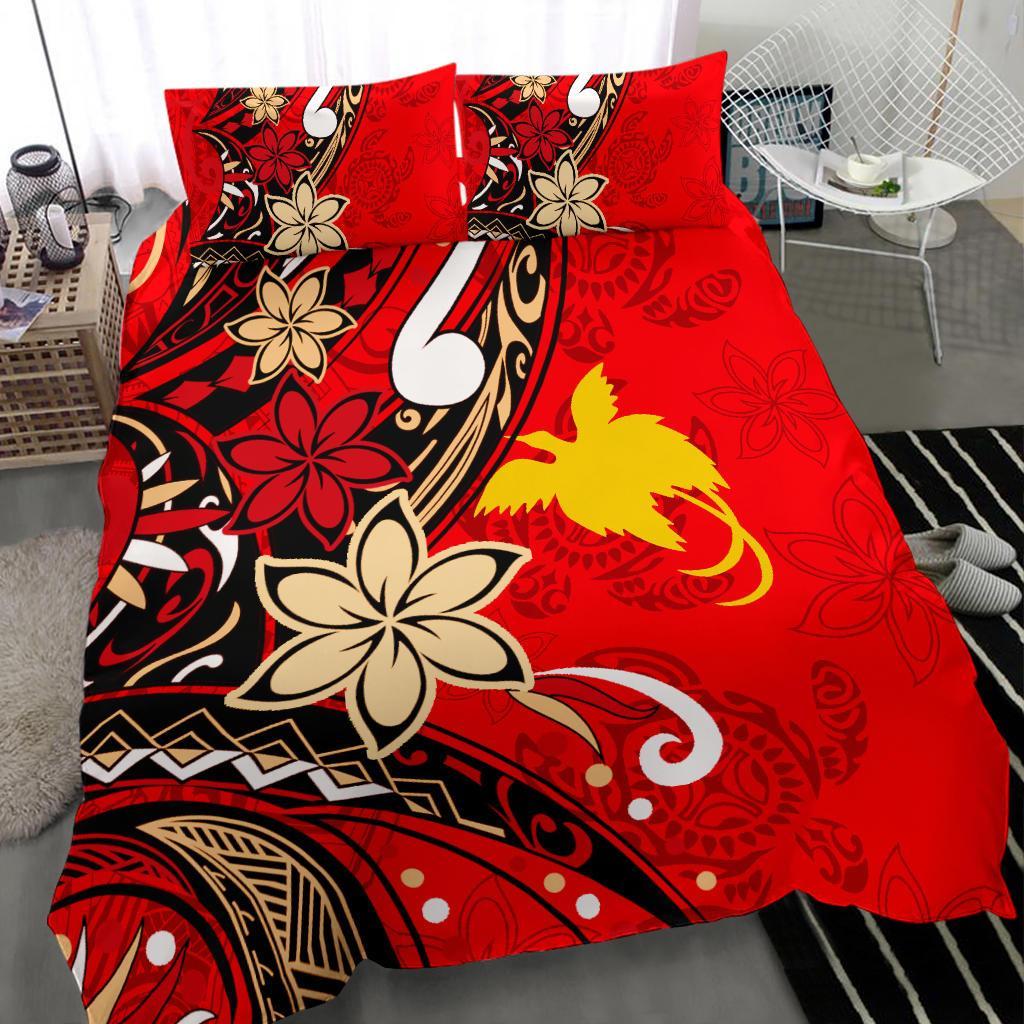 Papua Polynesian Bedding Set - Tribal Flower With Special Turtles Red Color - Polynesian Pride