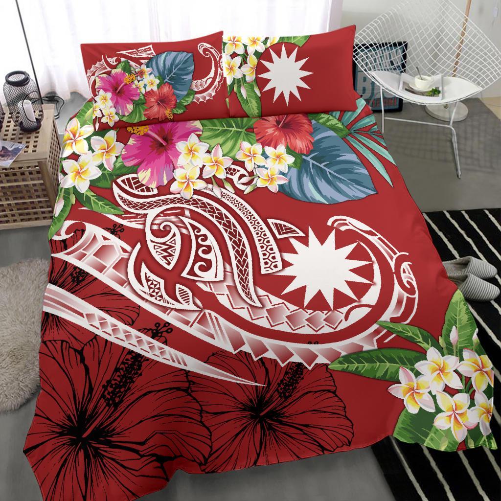 Nauru Polynesian Bedding Set - Summer Plumeria (Red) - Polynesian Pride