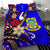 Tuvalu Polynesian Bedding Set - Tribal Flower With Special Turtles Blue Color - Polynesian Pride