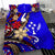 Kosrae Polynesian Bedding Set - Tribal Flower With Special Turtles Blue Color - Polynesian Pride