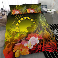 Cook Islands Custom Personalised Bedding Set - Humpback Whale with Tropical Flowers (Yellow) - Polynesian Pride