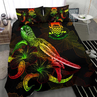 Tuvalu Polynesian Bedding Set - Turtle With Blooming Hibiscus Reggae - Polynesian Pride