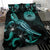 American Samoa Polynesian Bedding Set - Turtle With Blooming Hibiscus Turquoise - Polynesian Pride