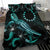 Cook Islands Polynesian Bedding Set - Turtle With Blooming Hibiscus Turquoise - Polynesian Pride