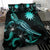 Nauru Polynesian Bedding Set - Turtle With Blooming Hibiscus Turquoise - Polynesian Pride