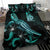 New Caledonia Polynesian Bedding Set - Turtle With Blooming Hibiscus Turquoise - Polynesian Pride