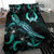 Pohnpei Polynesian Bedding Set - Turtle With Blooming Hibiscus Turquoise - Polynesian Pride