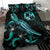 Tonga Polynesian Bedding Set - Turtle With Blooming Hibiscus Turquoise - Polynesian Pride