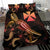 Wallis And Futuna Polynesian Bedding Set - Turtle With Blooming Hibiscus Gold - Polynesian Pride