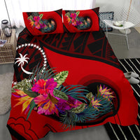 Chuuk Bedding Set - Polynesian Hook And Hibiscus (Red) - Polynesian Pride