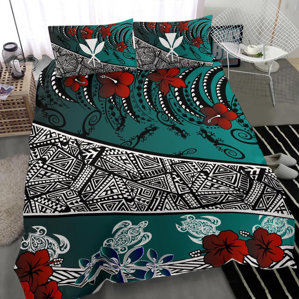 Hawaii Bedding Set - Lizard And Turtle Green - Polynesian Pride