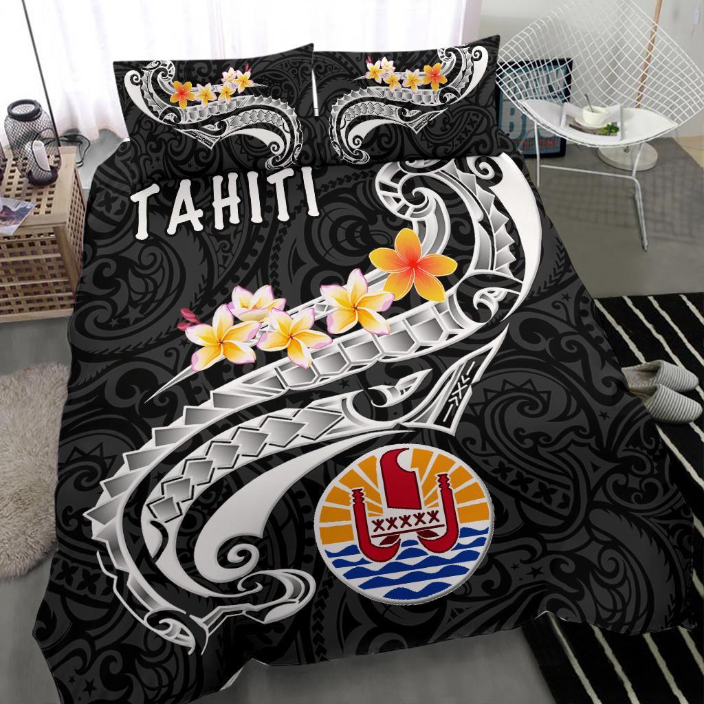 Tahiti Bedding Set - Tahiti Seal Polynesian Patterns Plumeria (Black) - Polynesian Pride