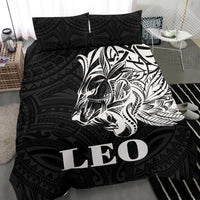 Sun In Leo Zodiac Bedding Set Polynesian Tattoo Simple - White - Polynesian Pride