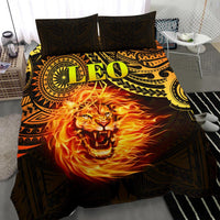 Sun In Leo Zodiac Bedding Set Polynesian Tattoo Unique Vibes - Polynesian Pride