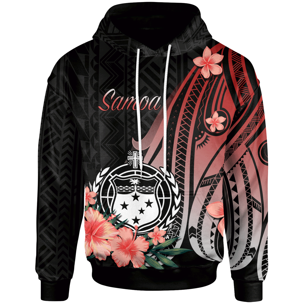 Samoa Hoodie Red Polynesian Hibiscus Pattern Style Unisex Red - Polynesian Pride