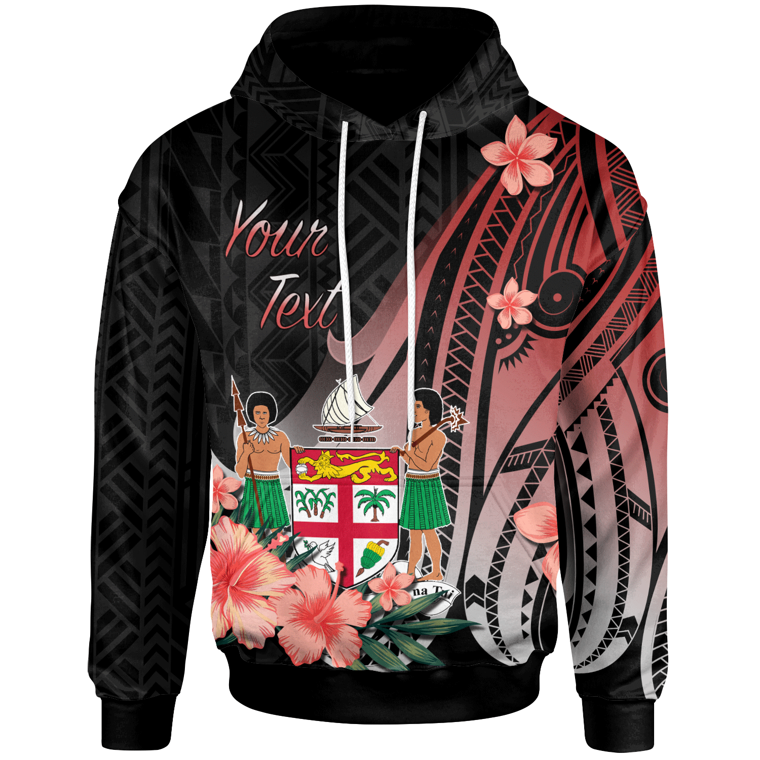 Fiji Custom Hoodie Red Polynesian Hibiscus Pattern Style Unisex Red - Polynesian Pride