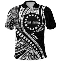 Custom Atiu Cook Islands Polo Shirt Black Polynesian Wave Style LT9 Adult Black - Polynesian Pride