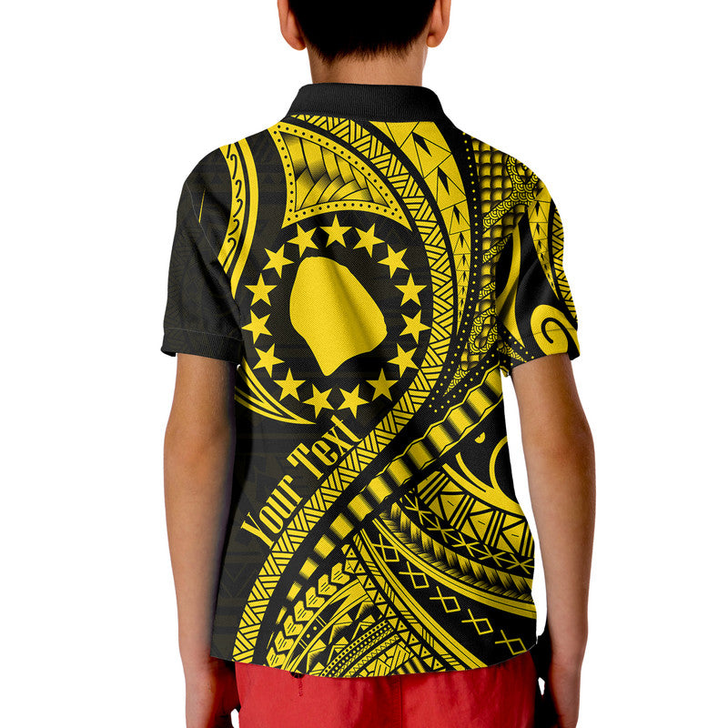 Custom Atiu Cook Islands Polo Shirt Gold Polynesian Wave Style LT9 - Polynesian Pride