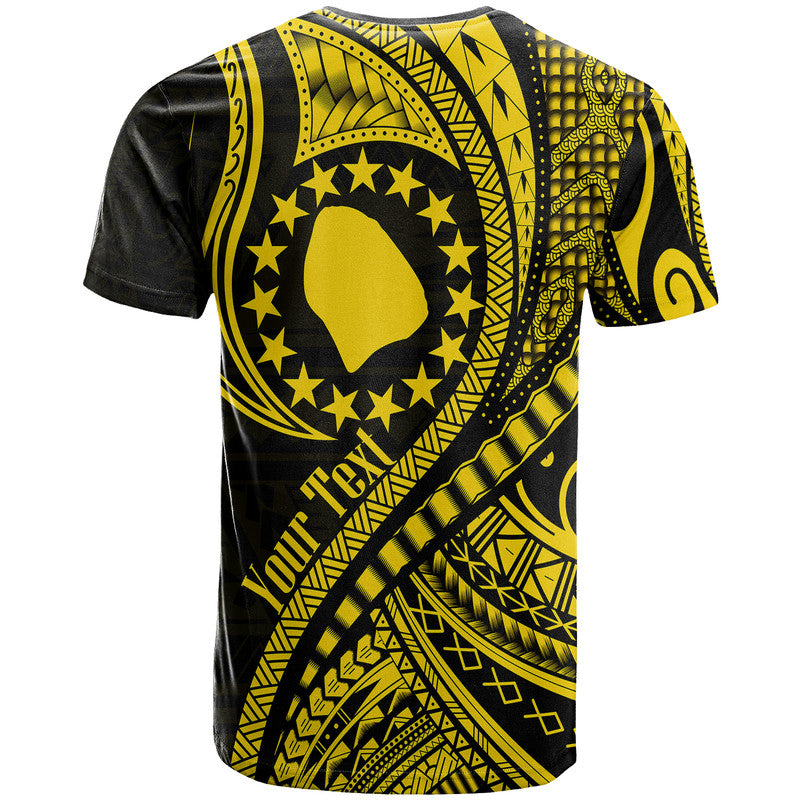 Custom Atiu Cook Islands T Shirt Gold Polynesian Wave Style LT9 - Polynesian Pride