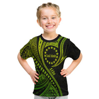 Atiu Cook Islands T Shirt Green Polynesian Wave Style LT9 Kid Green - Polynesian Pride