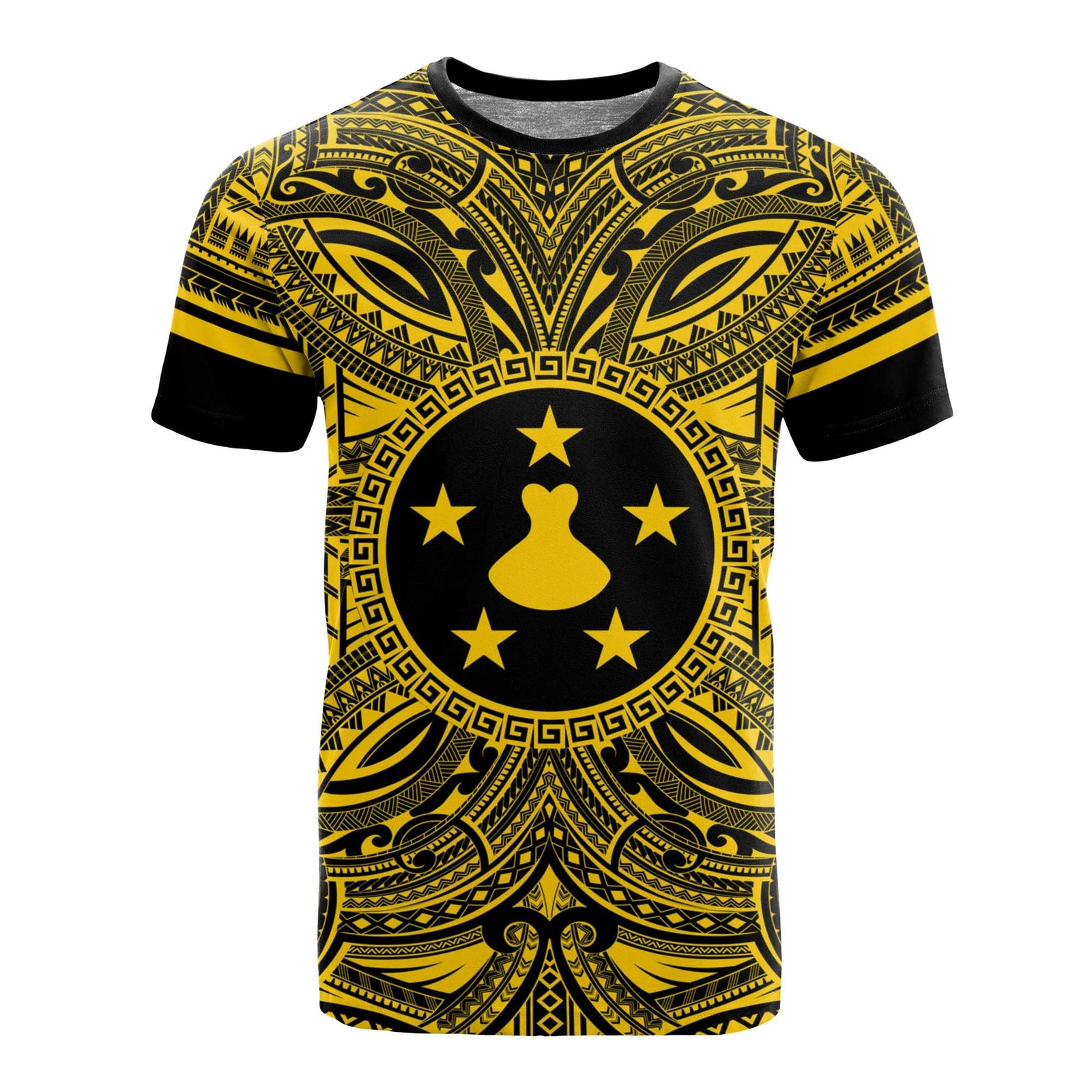 Austral Islands T Shirt Austral Islands Coat of Arms Polynesian Gold Black Unisex Gold - Polynesian Pride