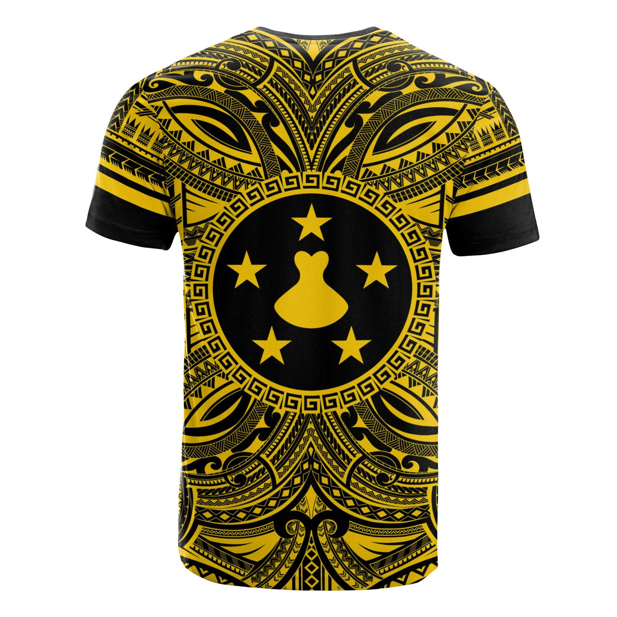 Austral Islands T Shirt Austral Islands Coat of Arms Polynesian Gold Black - Polynesian Pride